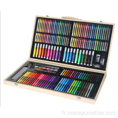180pcs Boîte en bois coloriage peinture pour les enfants